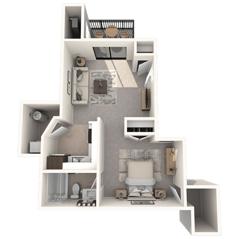 Floor plan for 1 bed, 1 bath, 780 sqft